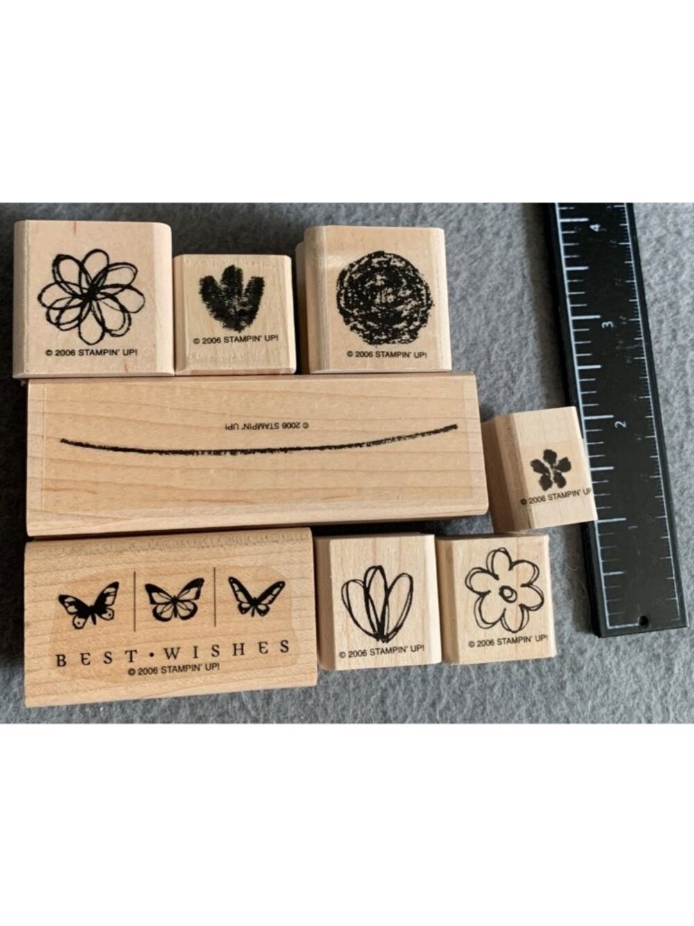 Stampin Up 2006 Wood Rubber Stamps Set Springtime Stems 8pc - Picture 3 of 5